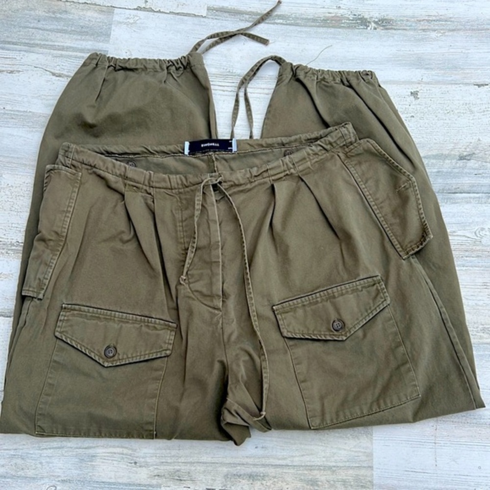 SIMONETT Utility Cargo Pants Size Medium Womens Trendy Lagenlook Sage Green